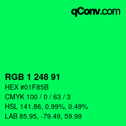 Color code: RGB 1 248 91 | qconv.com