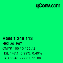 Farbcode: RGB 1 249 113 | qconv.com