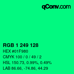 Color code: RGB 1 249 128 | qconv.com