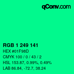 カラーコード: RGB 1 249 141 | qconv.com