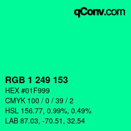 カラーコード: RGB 1 249 153 | qconv.com