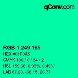カラーコード: RGB 1 249 165 | qconv.com