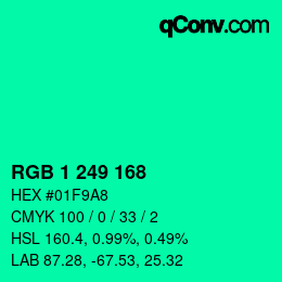 Farbcode: RGB 1 249 168 | qconv.com