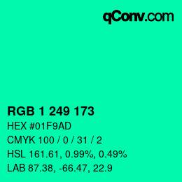 Color code: RGB 1 249 173 | qconv.com