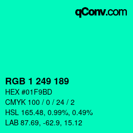 カラーコード: RGB 1 249 189 | qconv.com