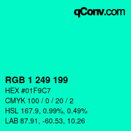 カラーコード: RGB 1 249 199 | qconv.com