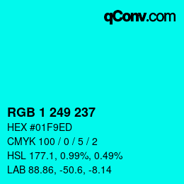 カラーコード: RGB 1 249 237 | qconv.com