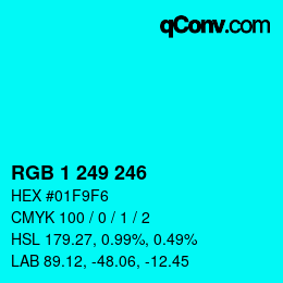 Color code: RGB 1 249 246 | qconv.com