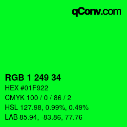 Color code: RGB 1 249 34 | qconv.com