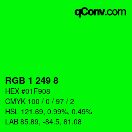Color code: RGB 1 249 8 | qconv.com