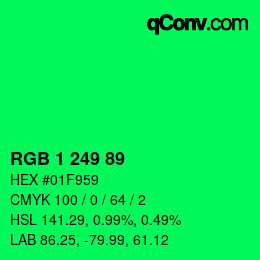 カラーコード: RGB 1 249 89 | qconv.com