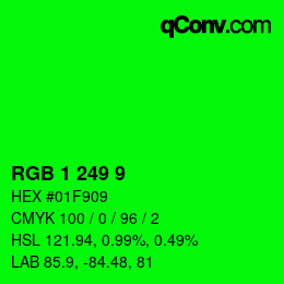 Color code: RGB 1 249 9 | qconv.com