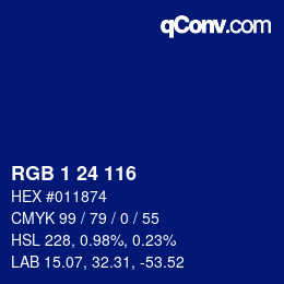 カラーコード: RGB 1 24 116 | qconv.com