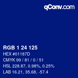 Color code: RGB 1 24 125 | qconv.com