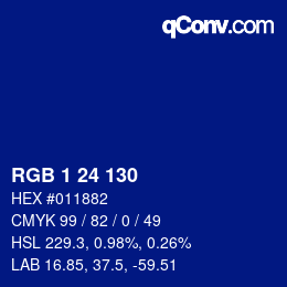 Color code: RGB 1 24 130 | qconv.com