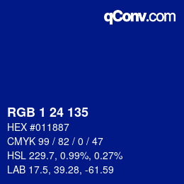 Color code: RGB 1 24 135 | qconv.com
