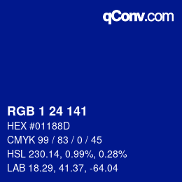 Color code: RGB 1 24 141 | qconv.com