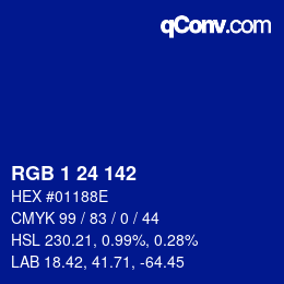 カラーコード: RGB 1 24 142 | qconv.com