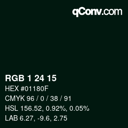 カラーコード: RGB 1 24 15 | qconv.com