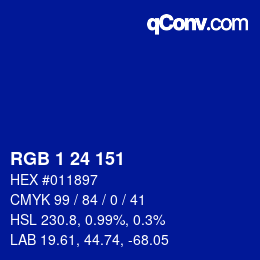 Color code: RGB 1 24 151 | qconv.com