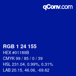 Color code: RGB 1 24 155 | qconv.com