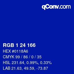 Color code: RGB 1 24 166 | qconv.com