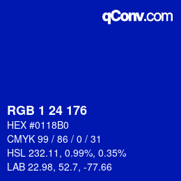 Color code: RGB 1 24 176 | qconv.com