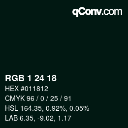 カラーコード: RGB 1 24 18 | qconv.com