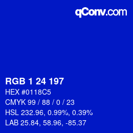 カラーコード: RGB 1 24 197 | qconv.com