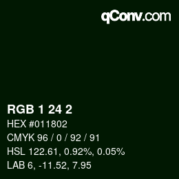 カラーコード: RGB 1 24 2 | qconv.com