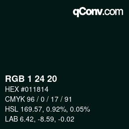 Color code: RGB 1 24 20 | qconv.com
