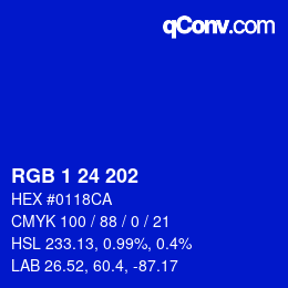 カラーコード: RGB 1 24 202 | qconv.com
