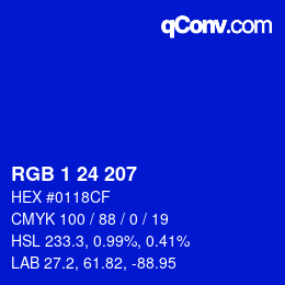 Color code: RGB 1 24 207 | qconv.com