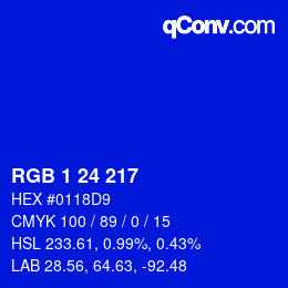 カラーコード: RGB 1 24 217 | qconv.com