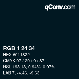 Color code: RGB 1 24 34 | qconv.com