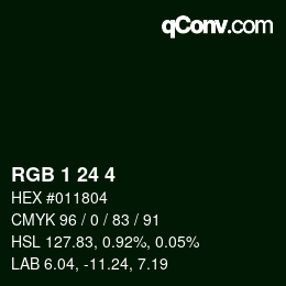 Código de color: RGB 1 24 4 | qconv.com