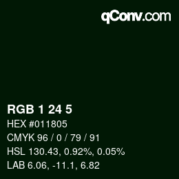 カラーコード: RGB 1 24 5 | qconv.com