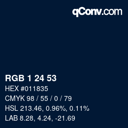 Color code: RGB 1 24 53 | qconv.com