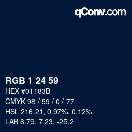 Color code: RGB 1 24 59 | qconv.com