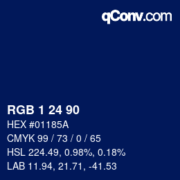 カラーコード: RGB 1 24 90 | qconv.com