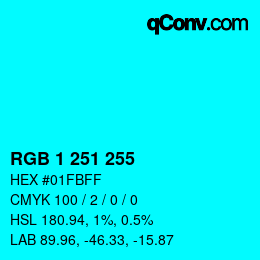 Color code: RGB 1 251 255 | qconv.com