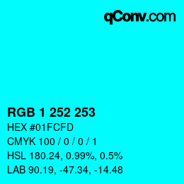 カラーコード: RGB 1 252 253 | qconv.com