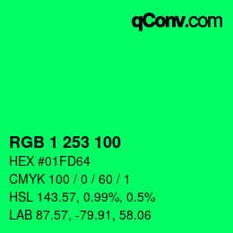 Color code: RGB 1 253 100 | qconv.com