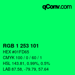 Color code: RGB 1 253 101 | qconv.com