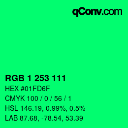 Color code: RGB 1 253 111 | qconv.com