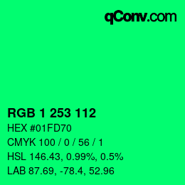 Color code: RGB 1 253 112 | qconv.com