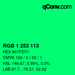 Color code: RGB 1 253 113 | qconv.com