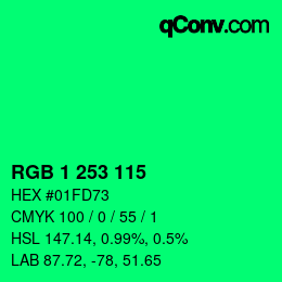Color code: RGB 1 253 115 | qconv.com
