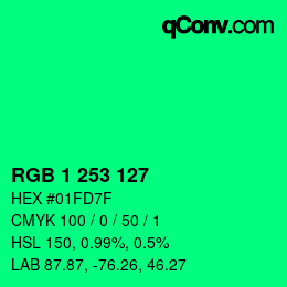 Color code: RGB 1 253 127 | qconv.com