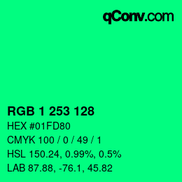 Color code: RGB 1 253 128 | qconv.com